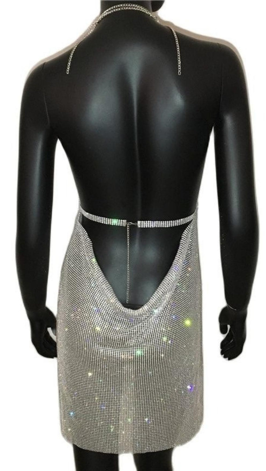 DEEP V NECK BACKLESS MINI DRESS