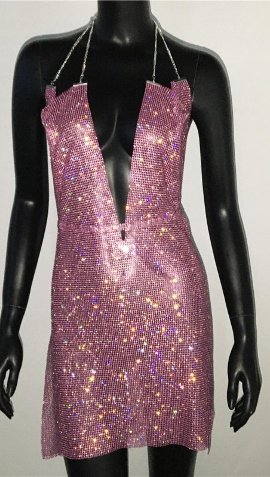 DEEP V NECK BACKLESS MINI DRESS