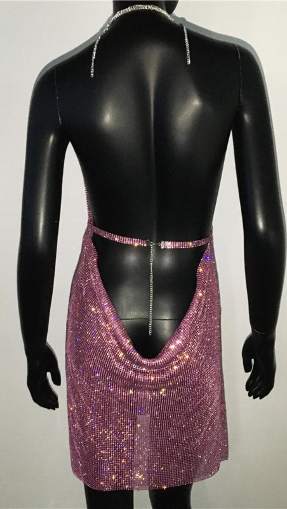 DEEP V NECK BACKLESS MINI DRESS