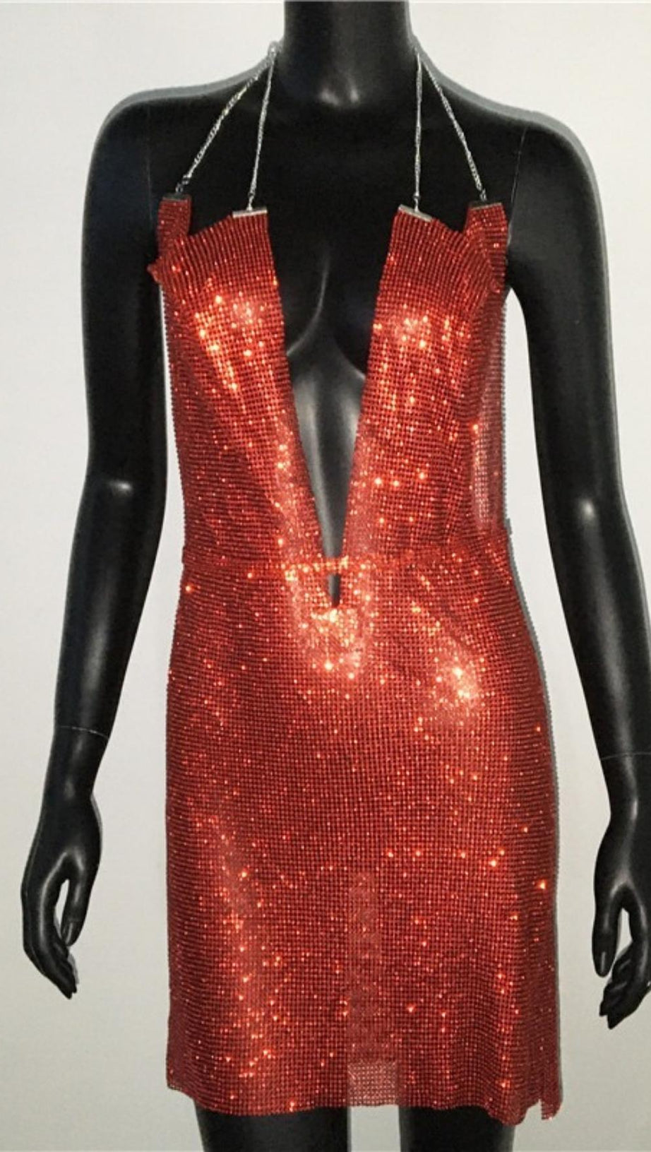 DEEP V NECK BACKLESS MINI DRESS