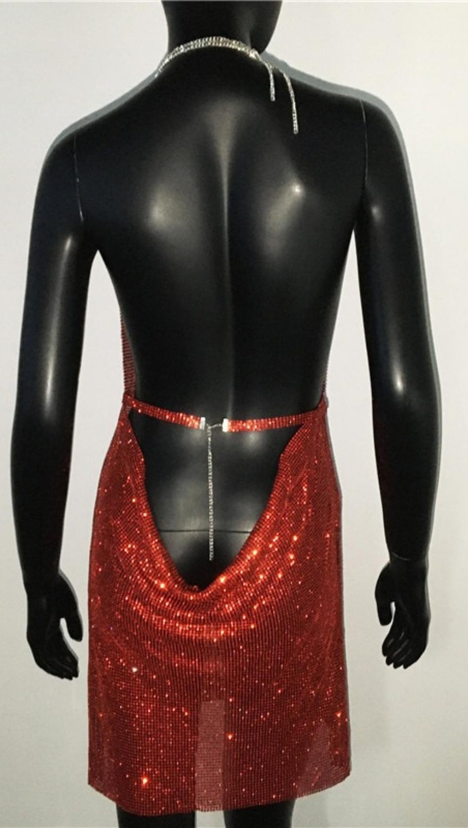 DEEP V NECK BACKLESS MINI DRESS