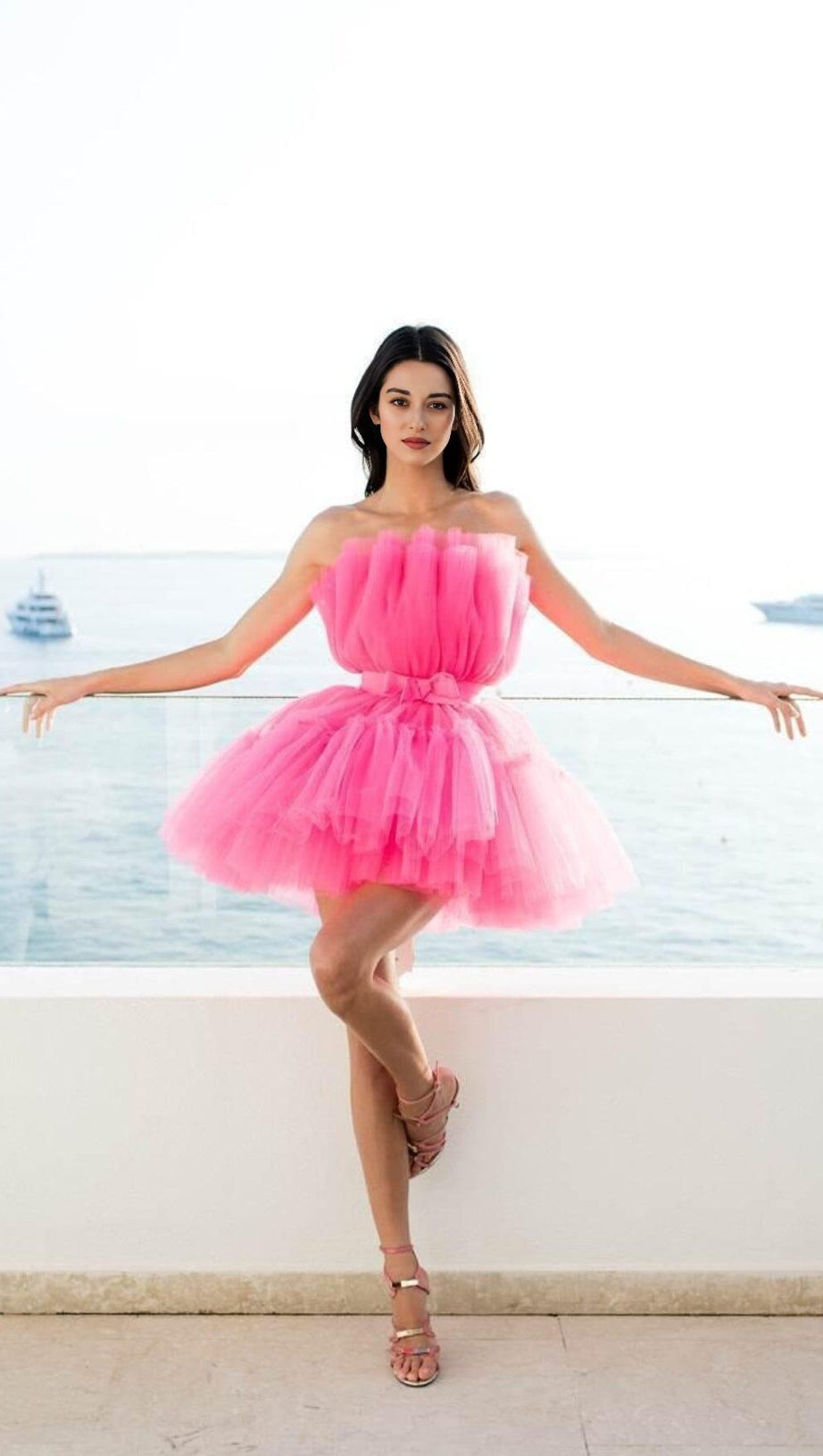 LAYERED STRAPLESS MINI DRESS