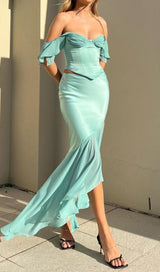 OFF SHOULDER FISH BONE TWO PIECE SUIT