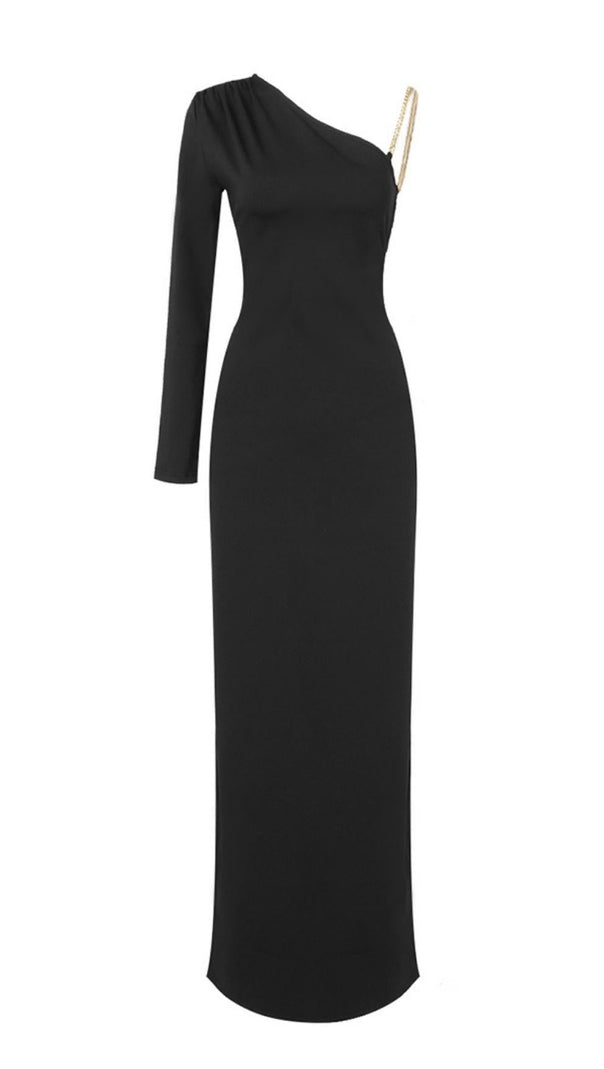AIIZIE ONE SHOUDLER BACKLESS MAXI DRESS IN BLACK - product image