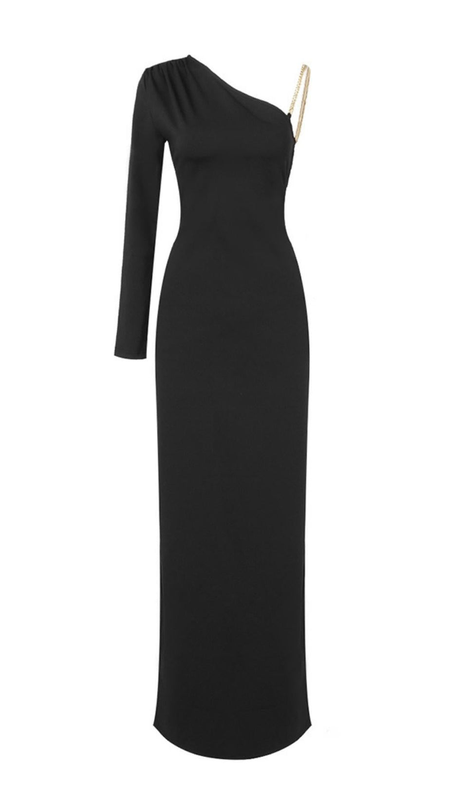 ONE SHOUDLER BACKLESS MAXI DRESS IN BLACK