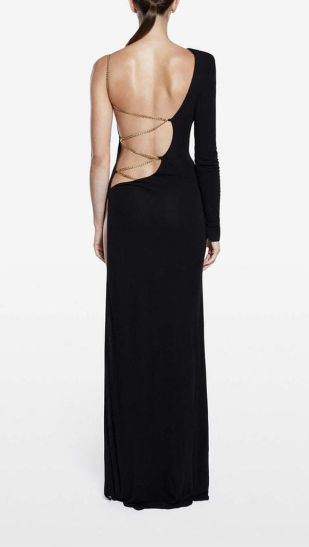 AIIZIE ONE SHOUDLER BACKLESS MAXI DRESS IN BLACK - product image