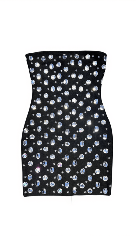 Azul – Trägerloses Bandage-Minikleid mit Strass