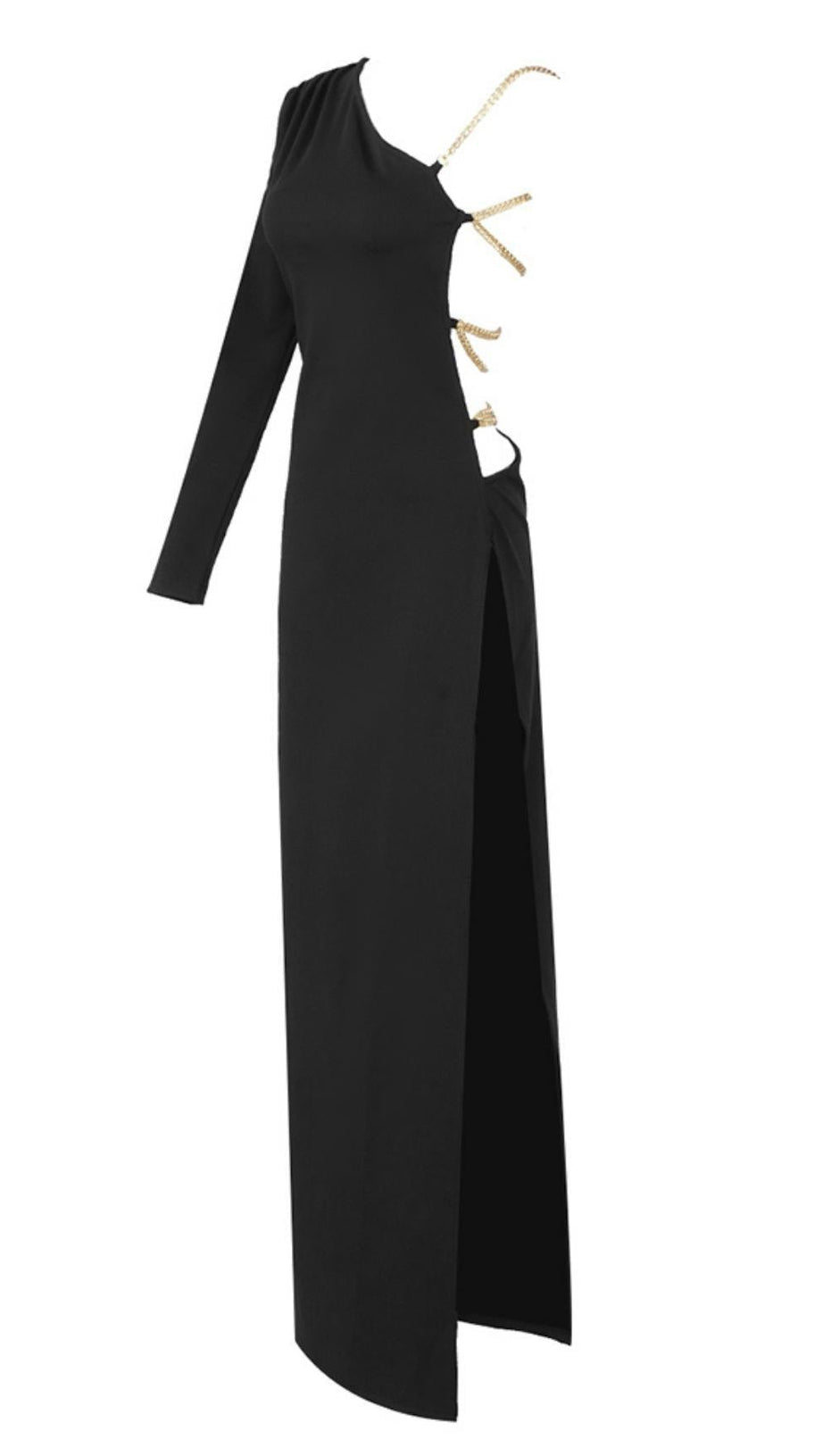 ONE SHOUDLER BACKLESS MAXI DRESS IN BLACK