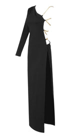 ONE SHOUDLER BACKLESS MAXI DRESS IN BLACK