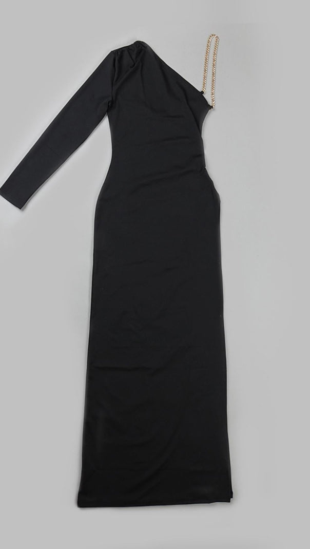 AIIZIE ONE SHOUDLER BACKLESS MAXI DRESS IN BLACK - product image