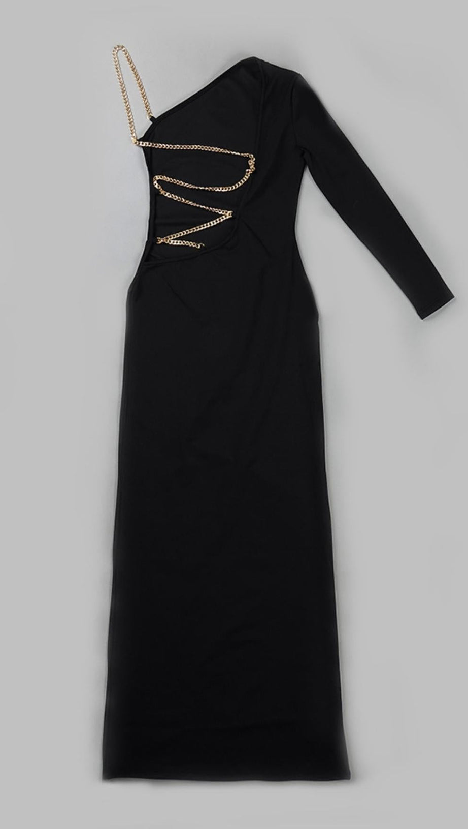 ONE SHOUDLER BACKLESS MAXI DRESS IN BLACK