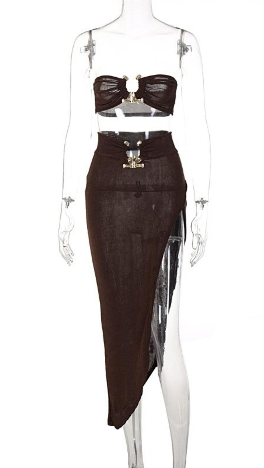 STRAPLESS TOP MAXI DRESS TWO PIECE SUIT