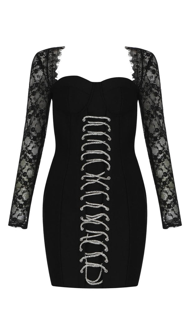 Long Sleeves Lace Bodycon Mini Dress