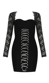 LONG SLEEVES LACE BODYCON MINI DRESS