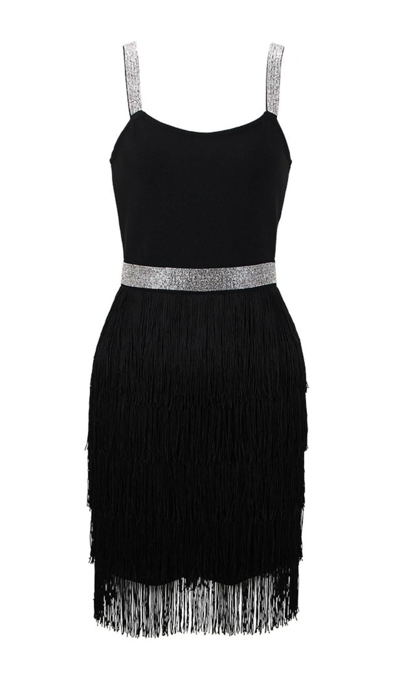 FRINGED BODYCON BACKLESS MINI DRESS