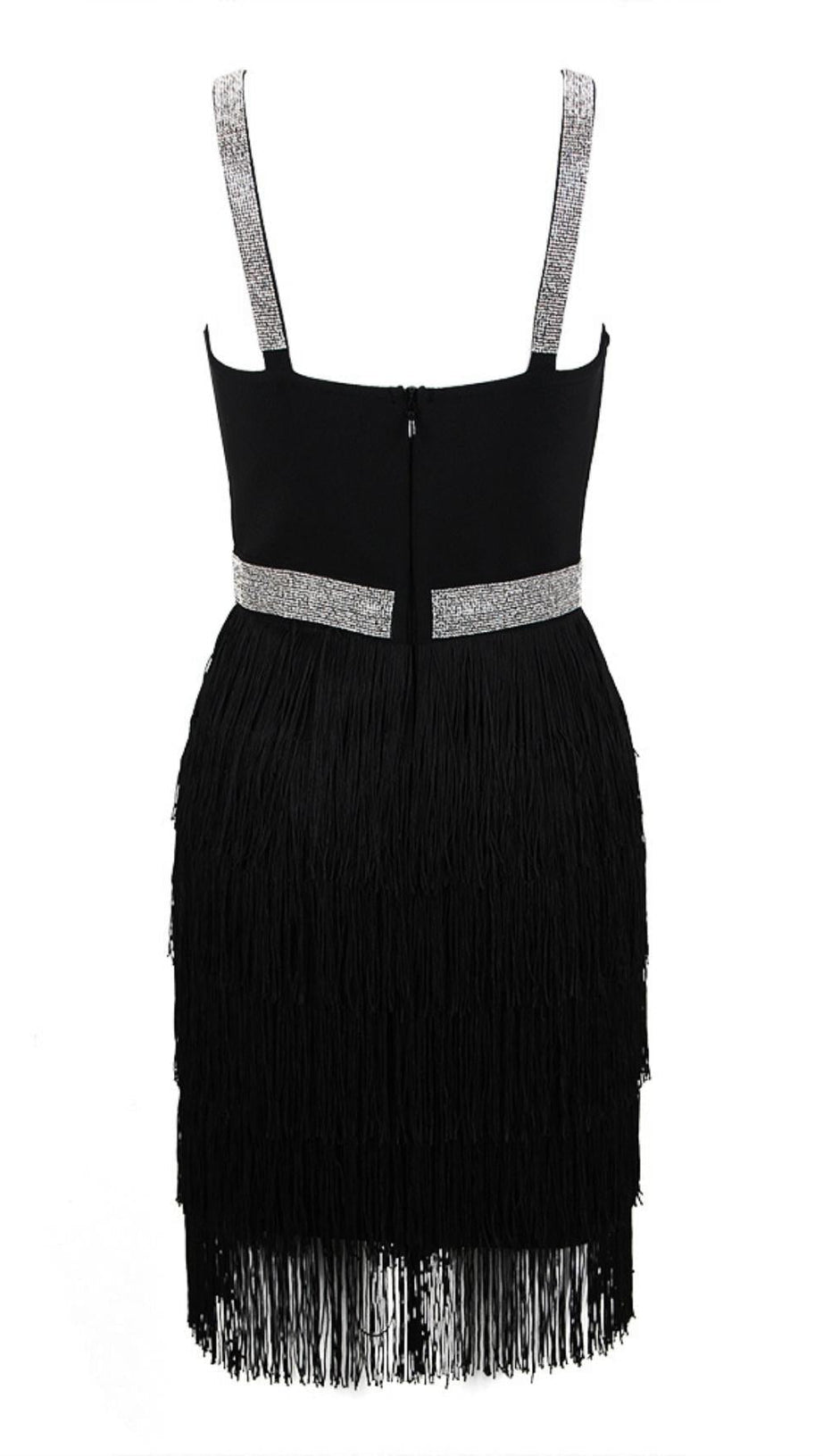 FRINGED BODYCON BACKLESS MINI DRESS