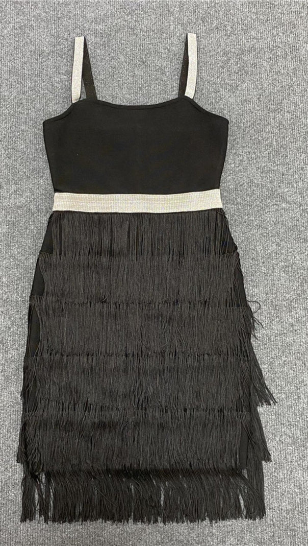 AIIZIE FRINGED BODYCON BACKLESS MINI DRESS - product image