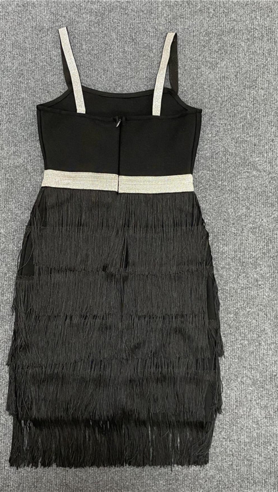 FRINGED BODYCON BACKLESS MINI DRESS