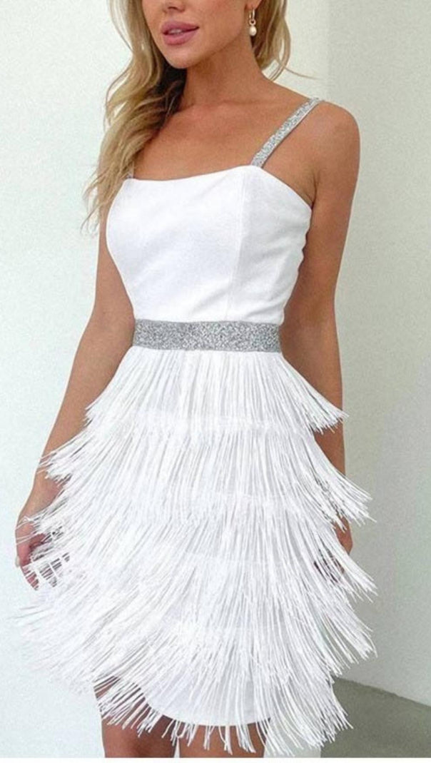 AIIZIE FRINGED BODYCON BACKLESS MINI DRESS - product image