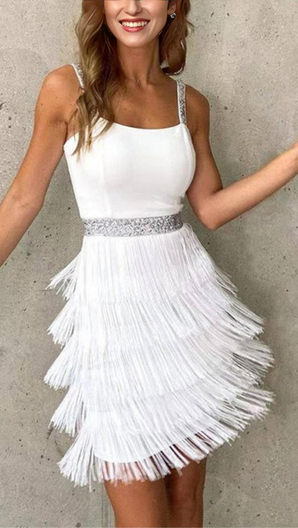 AIIZIE FRINGED BODYCON BACKLESS MINI DRESS - product image