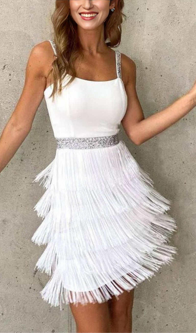 FRINGED BODYCON BACKLESS MINI DRESS