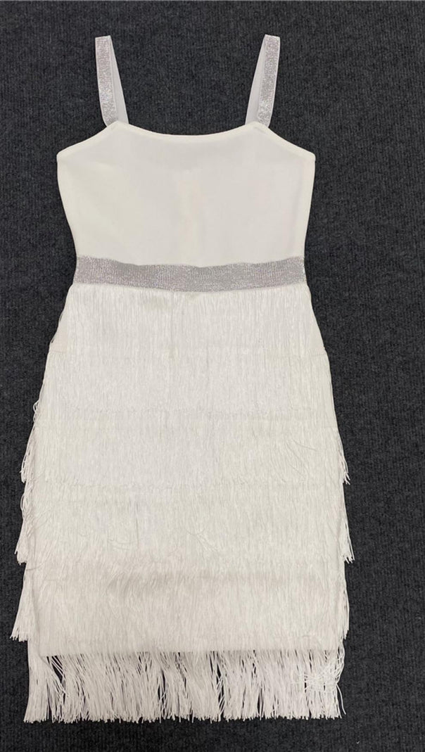 AIIZIE FRINGED BODYCON BACKLESS MINI DRESS - product image