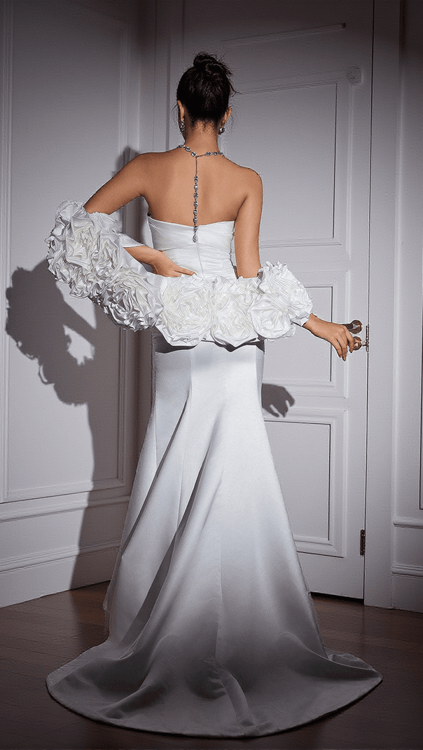 AIIZIE TOMASINA FLOWER SATIN MAXI DRESS - product image