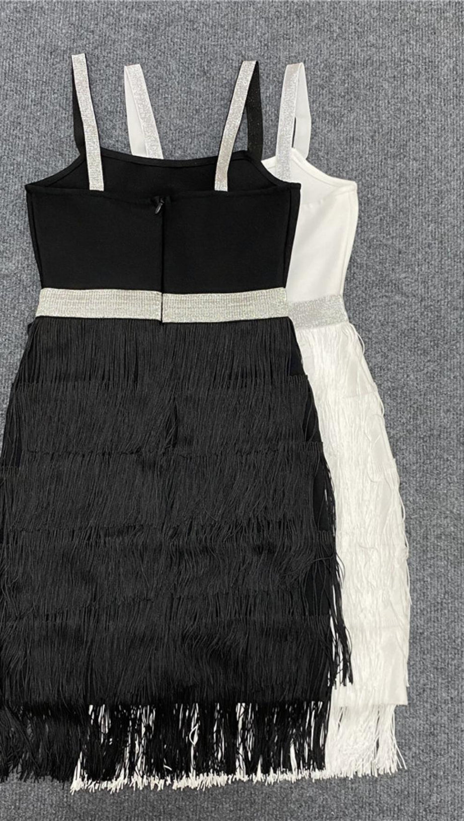 FRINGED BODYCON BACKLESS MINI DRESS