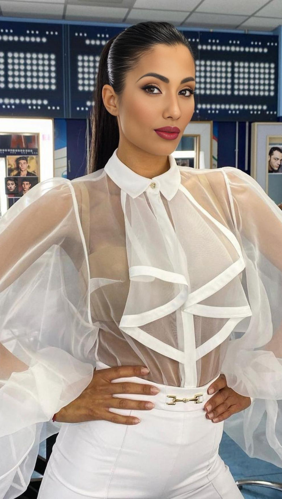 LONG SLEEVE MESH TOP