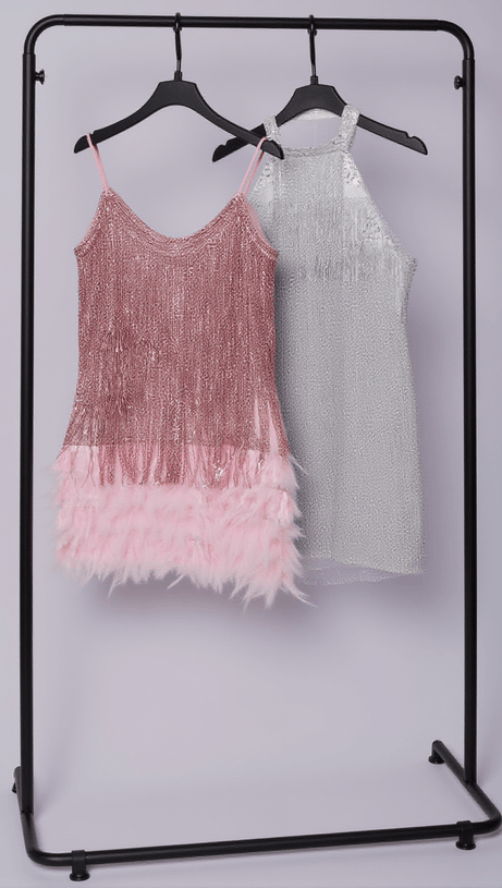 AUSTYN TASSEL FEATHER MINI DRESS IN PINK