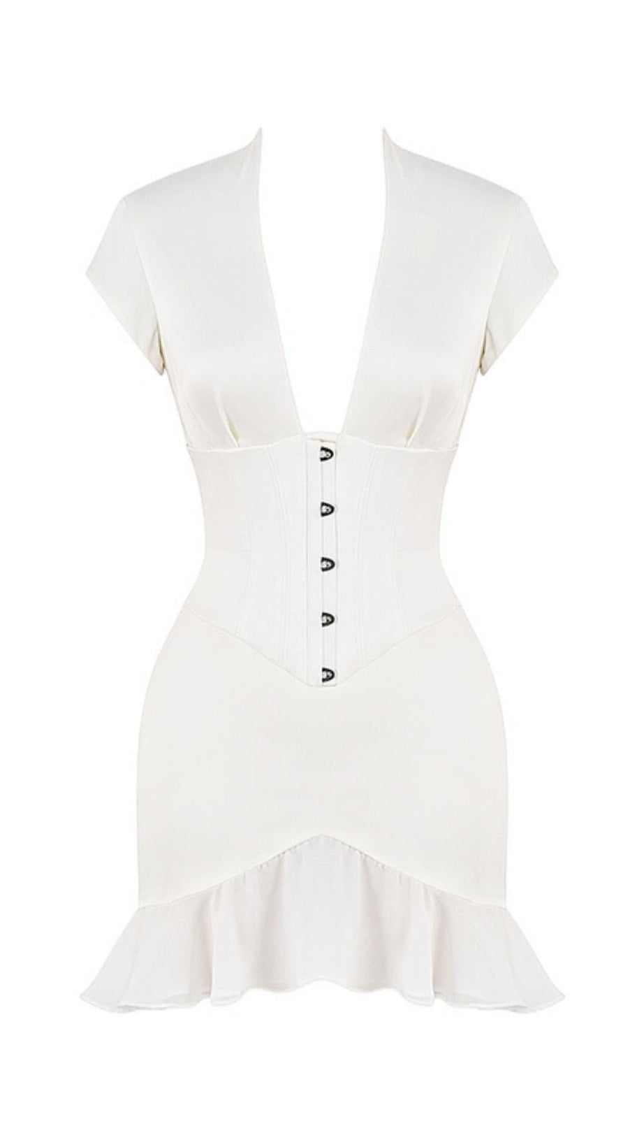 BODYCON V NECK MINI DRESS IN WHITE