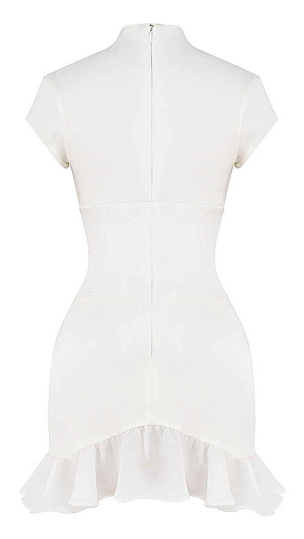 AIIZIE BODYCON V NECK MINI DRESS IN WHITE - product image