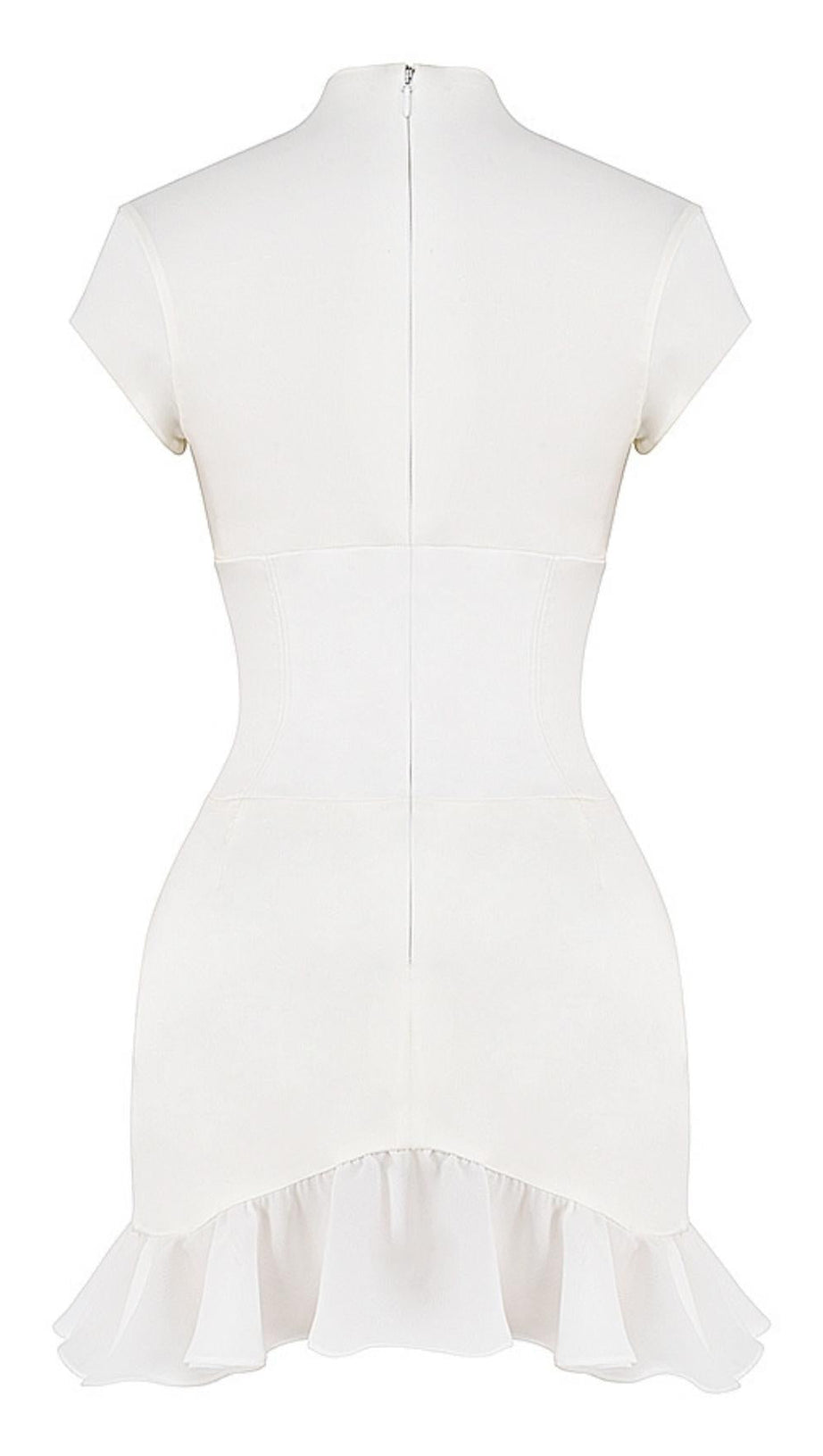 BODYCON V NECK MINI DRESS IN WHITE