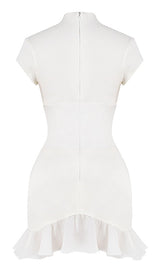 BODYCON V NECK MINI DRESS IN WHITE