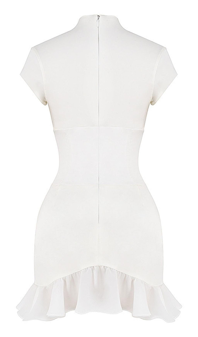 BODYCON V NECK MINI DRESS IN WHITE