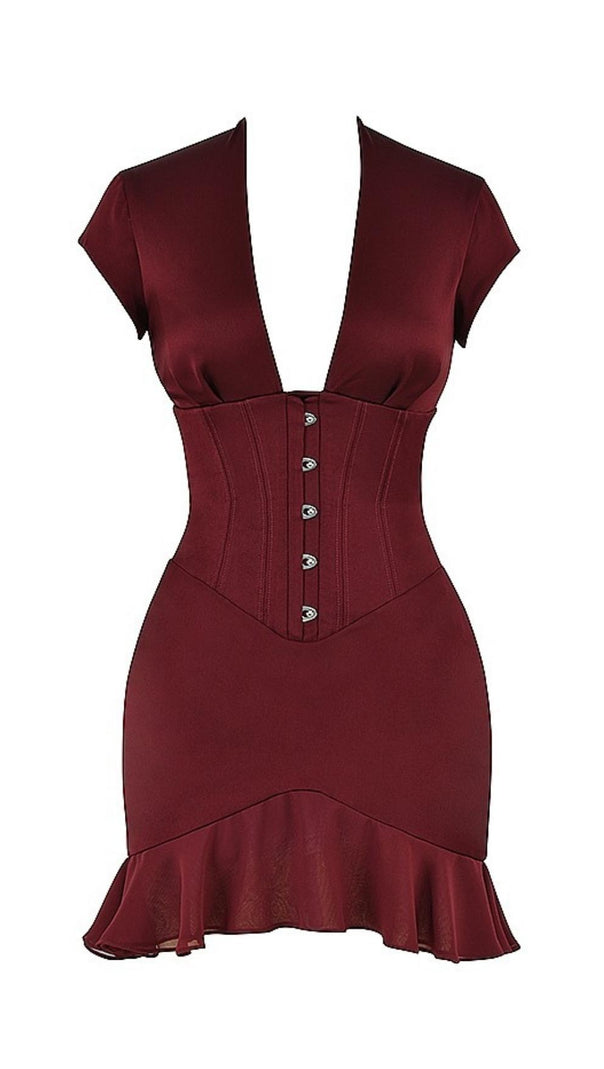 AIIZIE BODYCON V NECK MINI DRESS IN WHITE - product image