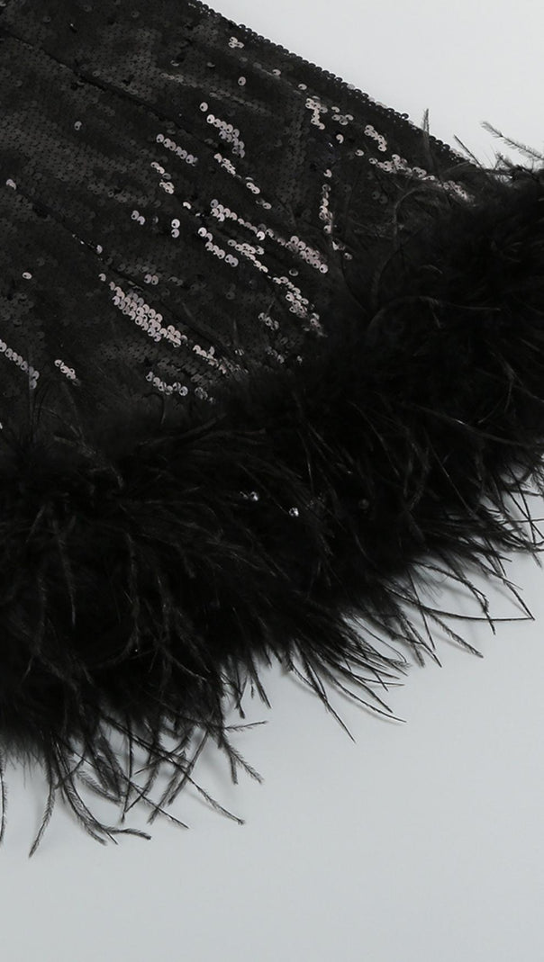 AIIZIE ONE SHOULDER SEQUIN MINI DRESS IN BLACK - product image