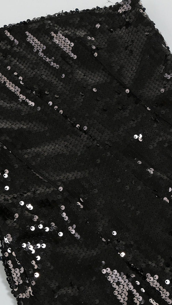 AIIZIE ONE SHOULDER SEQUIN MINI DRESS IN BLACK - product image