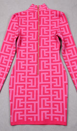 LONG SLEEVE MINI DRESS IN PINK