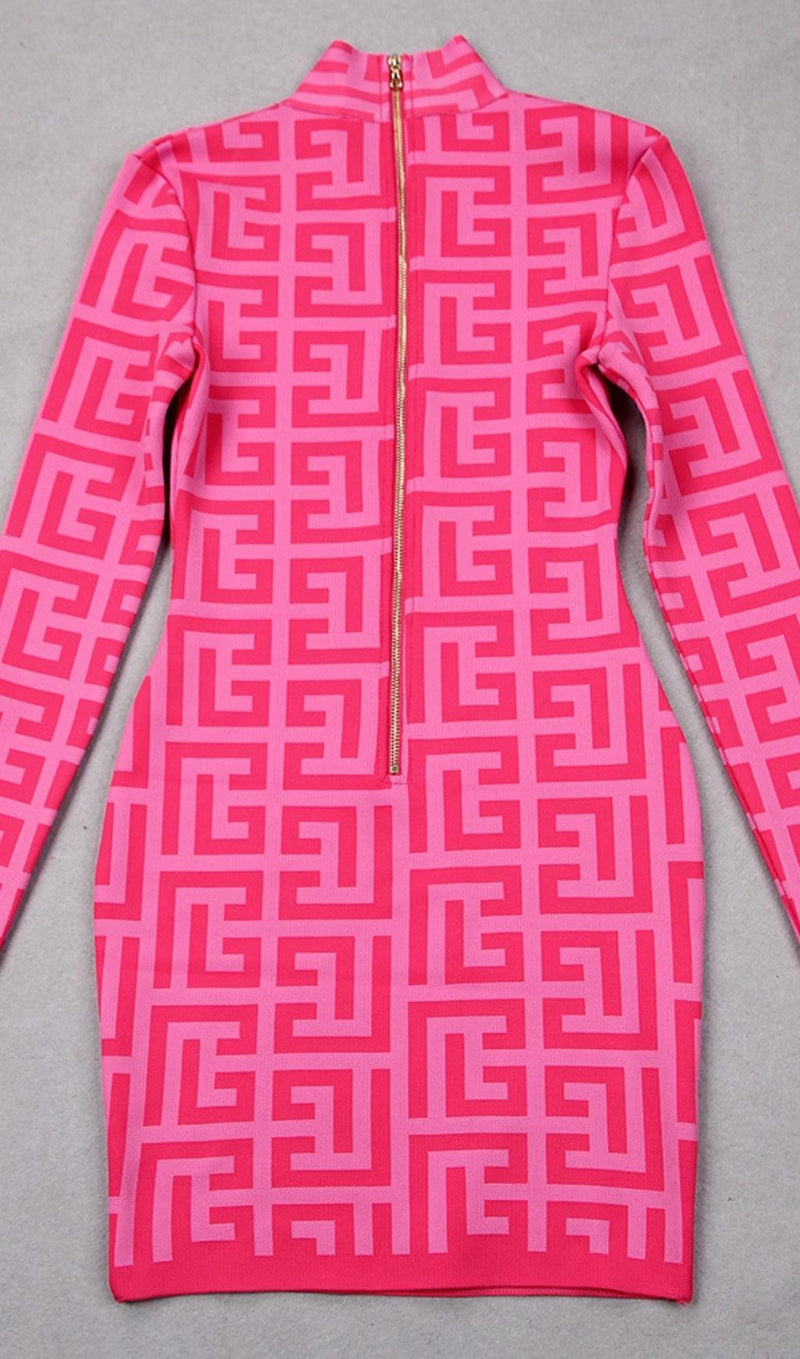 LONG SLEEVE MINI DRESS IN PINK