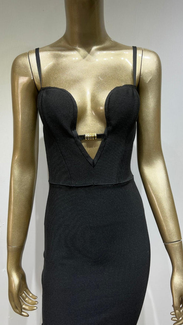 AIIZIE STRAP BACKLESS MINI DRESS IN BLACK - product image