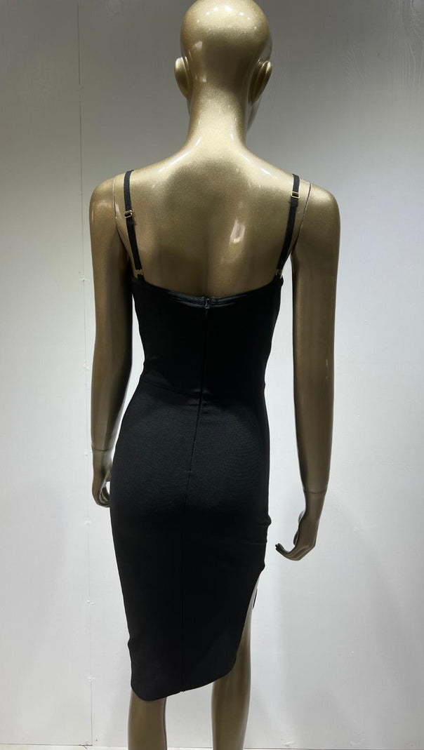 AIIZIE STRAP BACKLESS MINI DRESS IN BLACK - product image