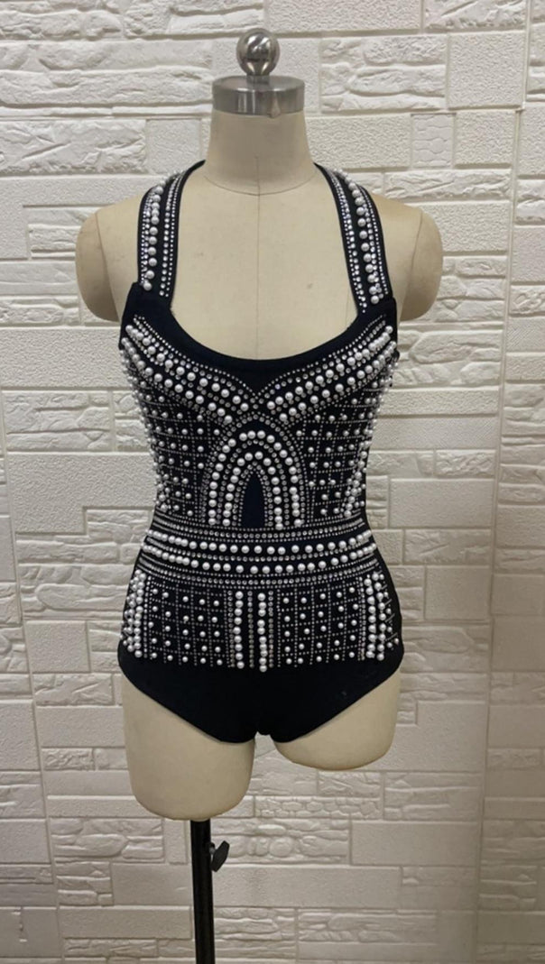 AIIZIE PEARL BODYCON BANDAGE BODYSUIT - product image