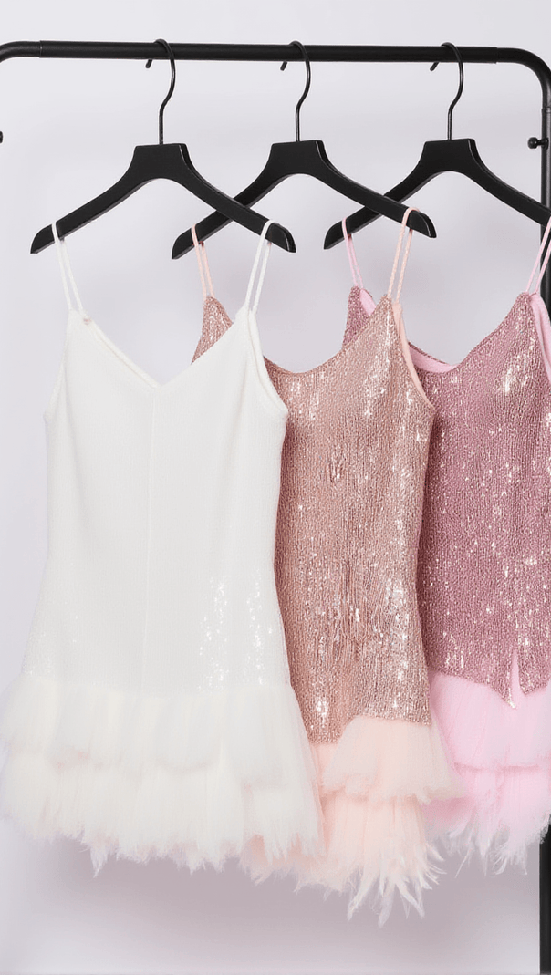 AIIZIE AUSTYN TASSEL FEATHER MINI DRESS IN CHAMPAGNE - product image