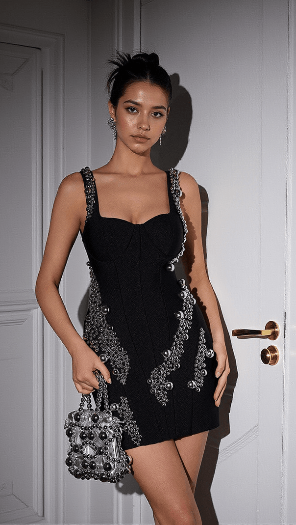 AIIZIE VIRIDIAN PEARL BANDAGE MINI DRESS - product image