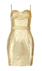 BANDAGE BODYCON MINI DRESS IN GOLD