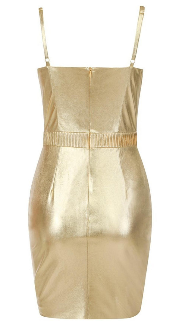 AIIZIE BANDAGE BODYCON MINI DRESS IN GOLD - product image