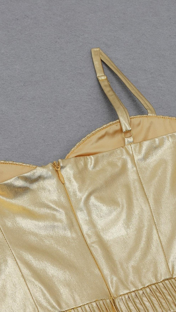 AIIZIE BANDAGE BODYCON MINI DRESS IN GOLD - product image