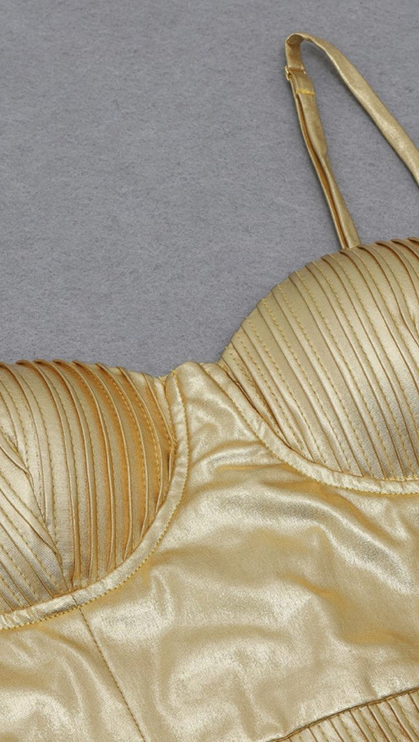 AIIZIE BANDAGE BODYCON MINI DRESS IN GOLD - product image