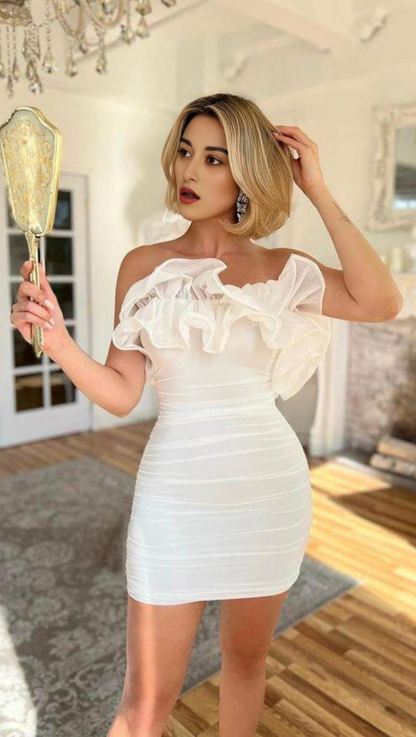 AIIZIE BODYCON BACKLESS MINI DRESS IN WHITE - product image